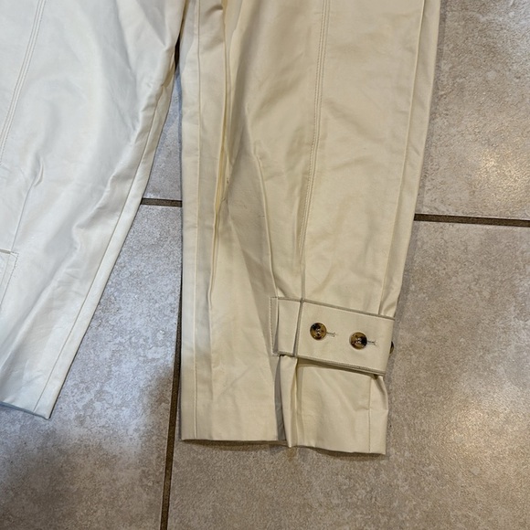 Repeller Cream Faux Leather Pull On Wide Leg Crop Pants S - Picture 7 of 8